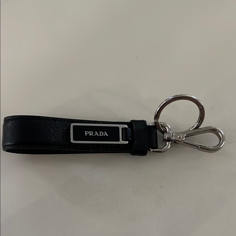 Prada Black Leather Keychain